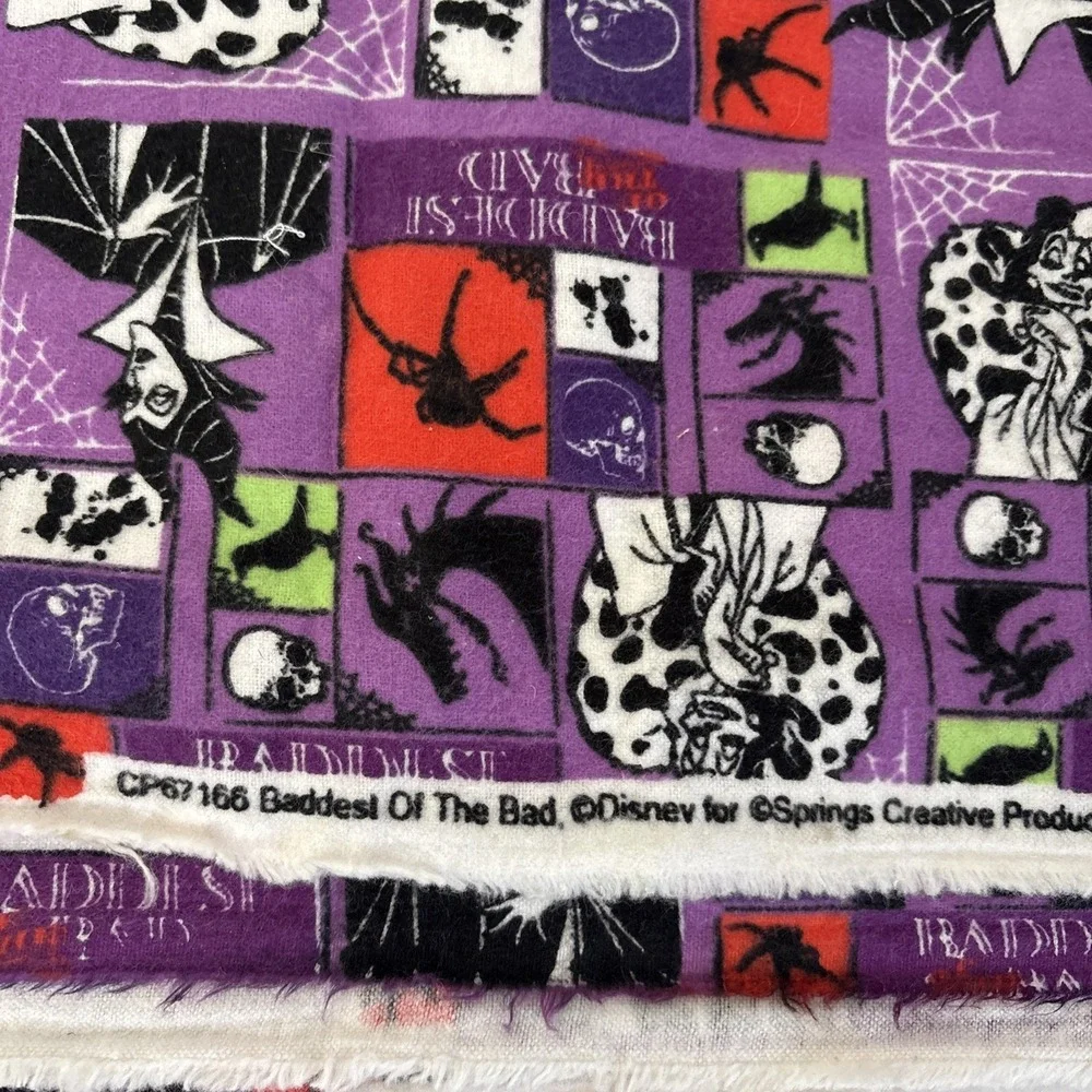 2 5/8 yd Disney Villains Flannel Fabric‎ Cozy Soft Blanket Quilting Material